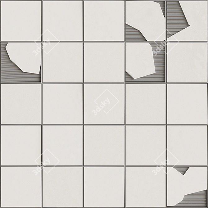 Geometric Broken Tiles - 100x100 mm 3D model image 3