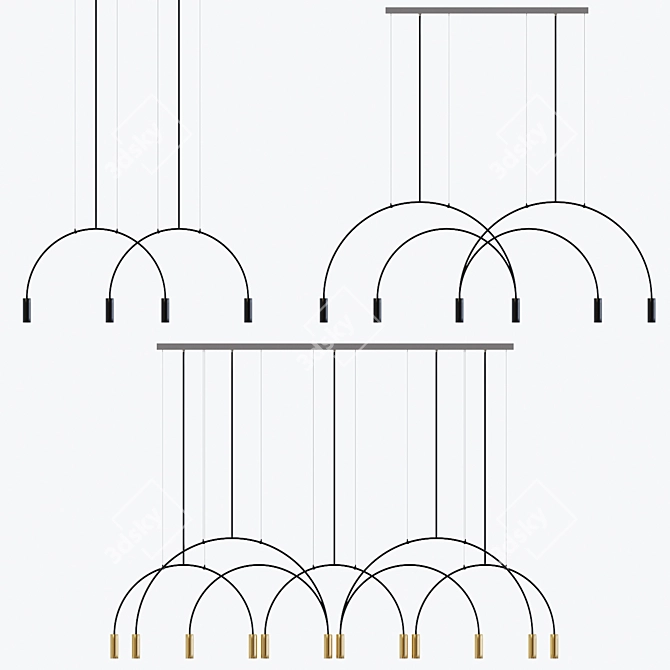 Modern Arc Hanging Lamp 3D model image 1