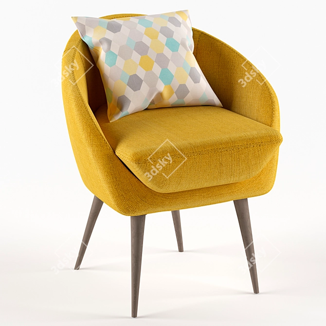 Mustard Armchair: Sleek Gray Stool 3D model image 2