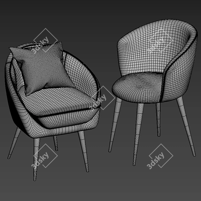 Mustard Armchair: Sleek Gray Stool 3D model image 3