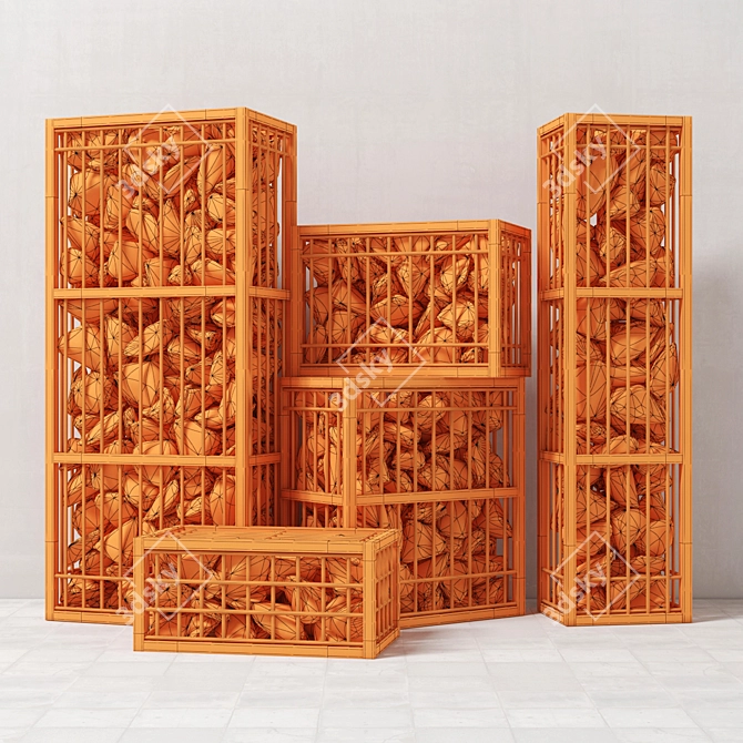 Gabion Small: Durable Mesh Walls 3D model image 3
