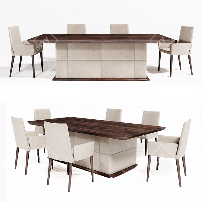 Elegant Nevada Table Set with Bella Chairs 3D model image 1