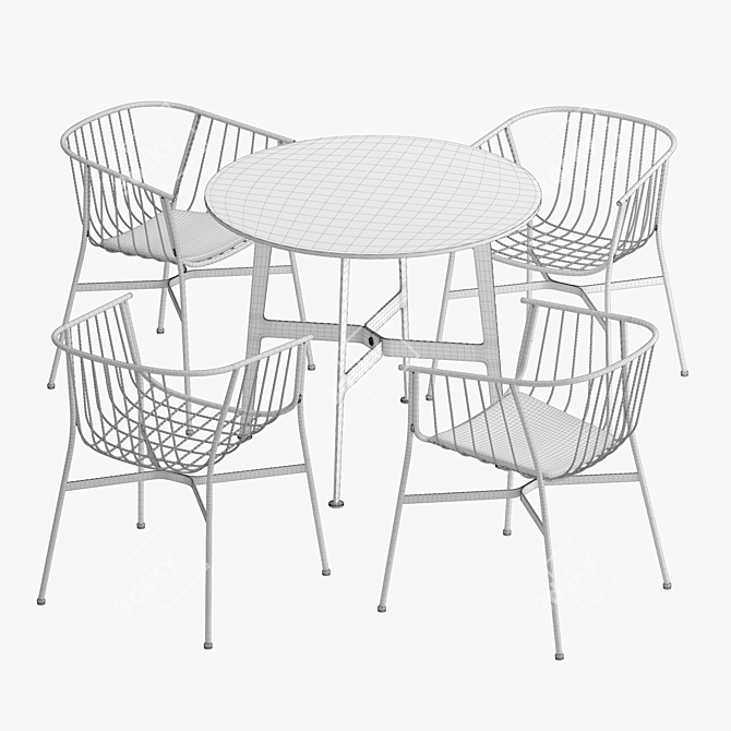 Modern Outdoor Chair and Table Set 3D model image 3