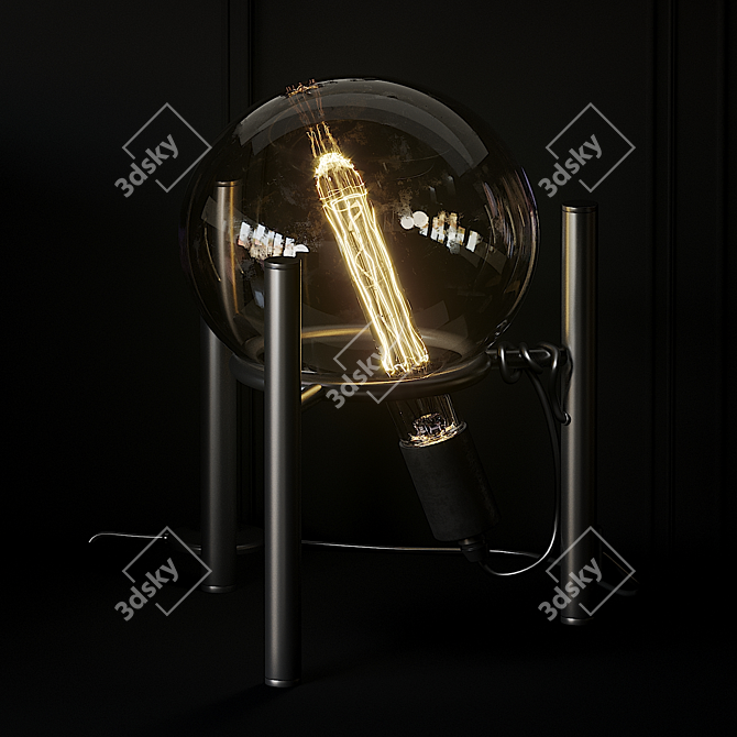Saturn Table Lamp: Sleek Metal Design 3D model image 2