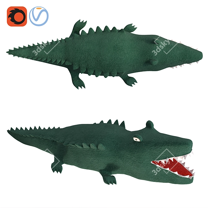 Playful Croc Plush Toy 3D model image 1