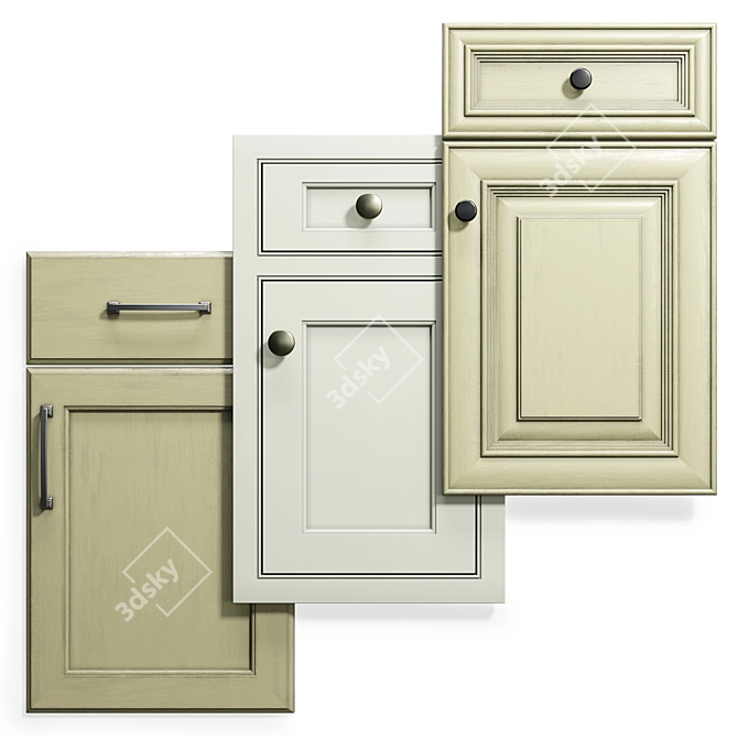 Stylish Cabinet Door Set 3D model image 1