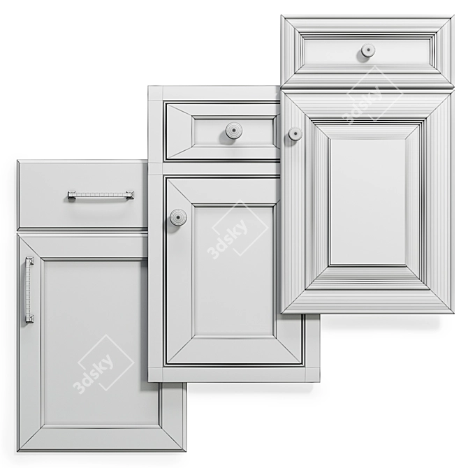 Stylish Cabinet Door Set 3D model image 2