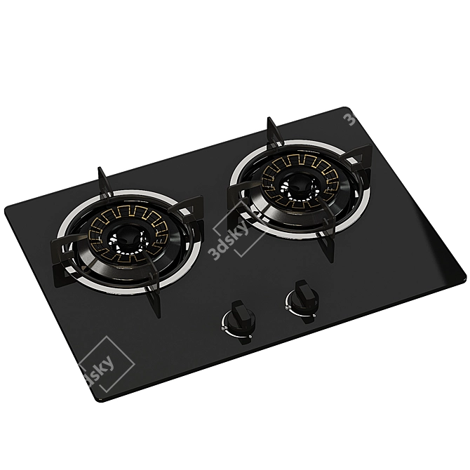 Efficient Dual Burner Gas Hob 3D model image 2