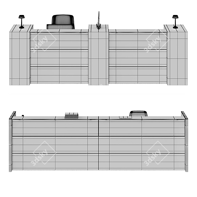 Elegant Luxury Reception Desk 3D model image 3