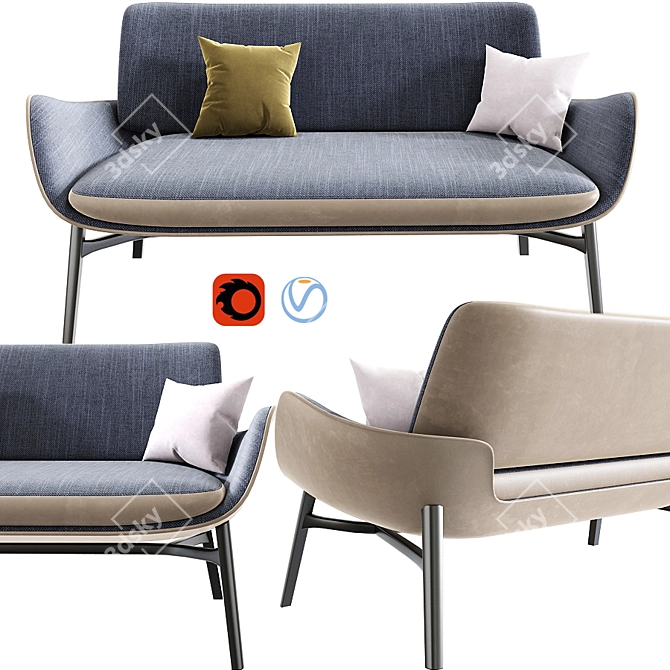 Stylish Asta Sofa: Modern Comfort 3D model image 1
