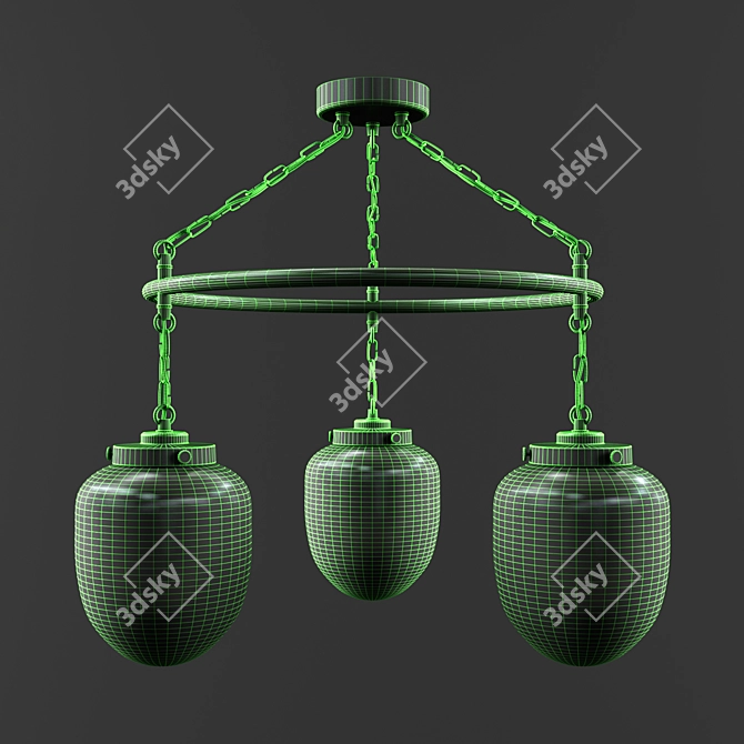 Modern Pendant Lamp with 3 IKEA Otersken Lamps 3D model image 3