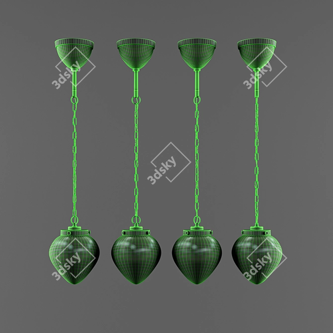 Modern Pendant Lamp with Glass Shades 3D model image 2