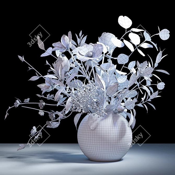 Elegant Spring Blossom Bouquet 3D model image 3