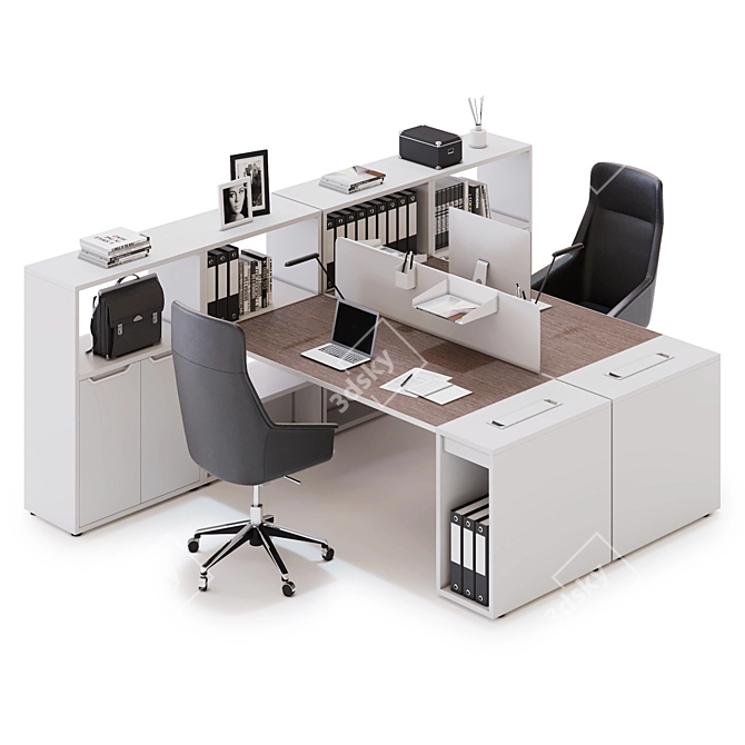 Sleek and Efficient Office Workspace 3D model image 2