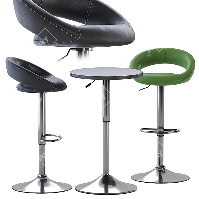 Sleek Black HEIKI Bar Stool - Perfect for Stylish Interiors 3D model image 1