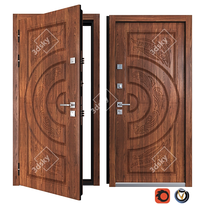 Premium Entrance Metal Door: Vezha 1 (Your Frame) 3D model image 1