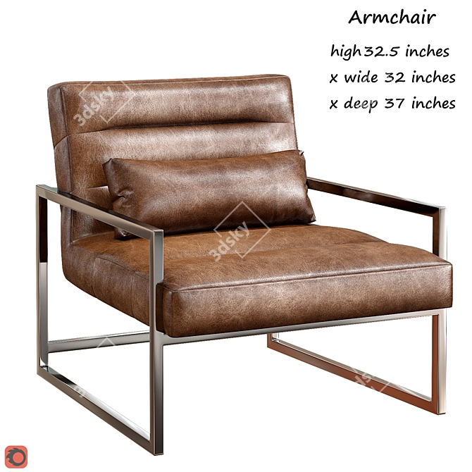 Delancy Loft Masculine Brown Leather Armchair 3D model image 1