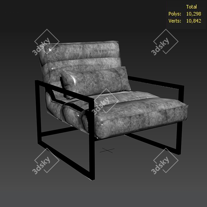 Delancy Loft Masculine Brown Leather Armchair 3D model image 3