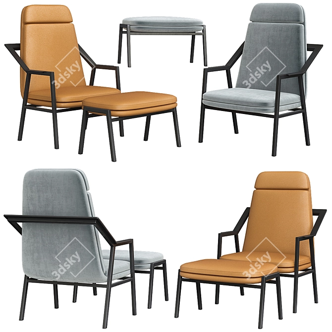 Elegant Loretta Ottoman 3D model image 1