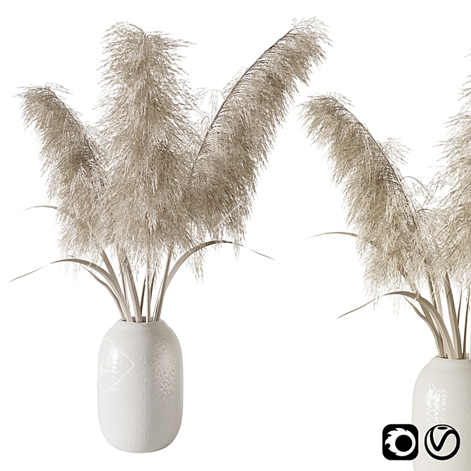 Elegant Pampas Grass Bouquet 3D model image 1