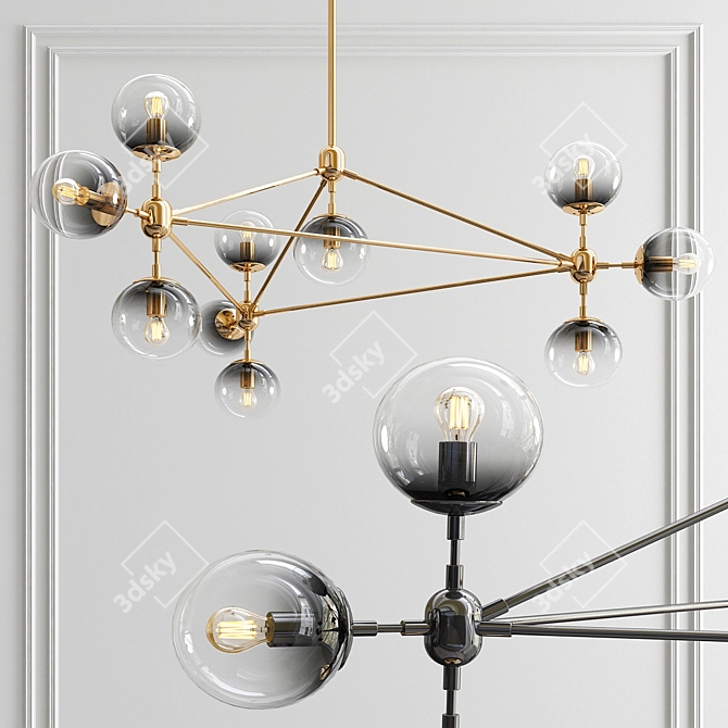 Sleek Smoky Glass Chandelier 3D model image 1