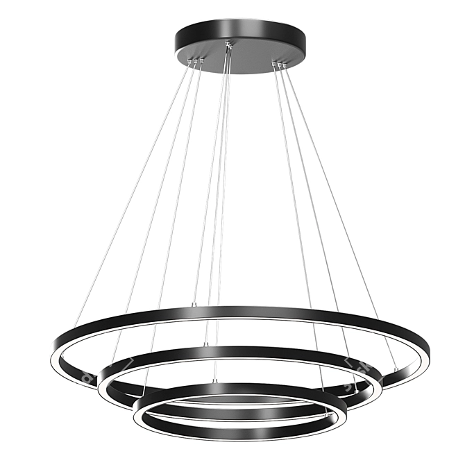Sleek 32" Triple Ring LED Pendant 3D model image 2