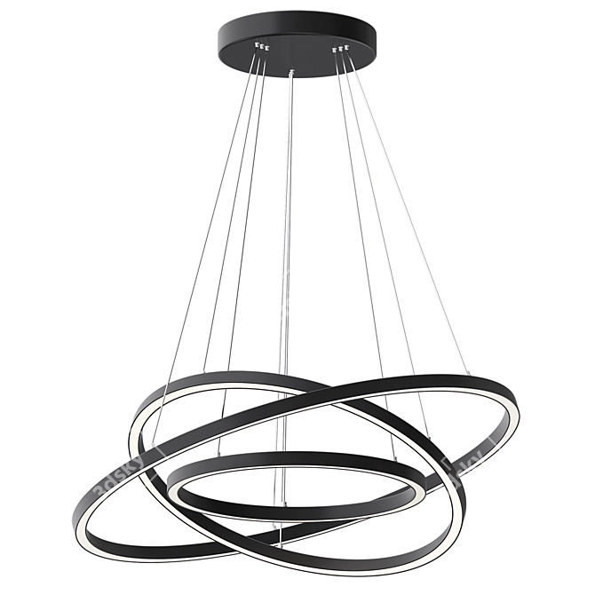 Sleek 32" Triple Ring LED Pendant 3D model image 3