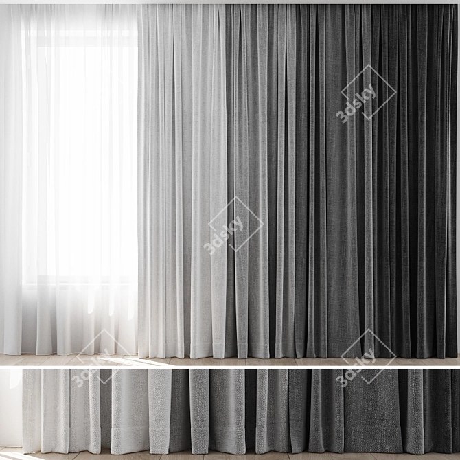 4-in-1 Colorful Curtain Set 3D model image 1