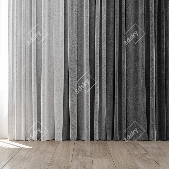 4-in-1 Colorful Curtain Set 3D model image 2