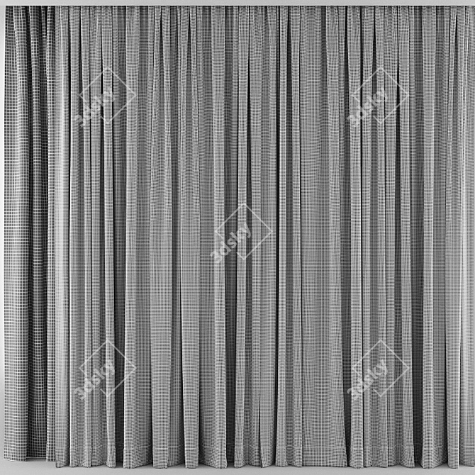 4-in-1 Colorful Curtain Set 3D model image 3