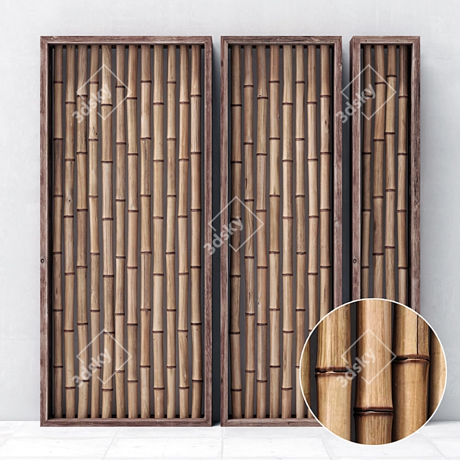 Natural Bamboo Branch Frame 3D model image 1