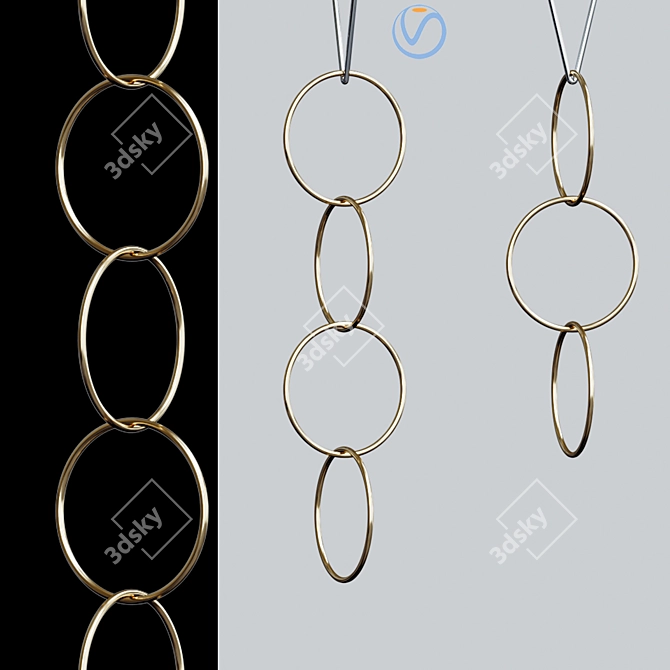 Brass Ring Vertical Pendant Light 3D model image 1