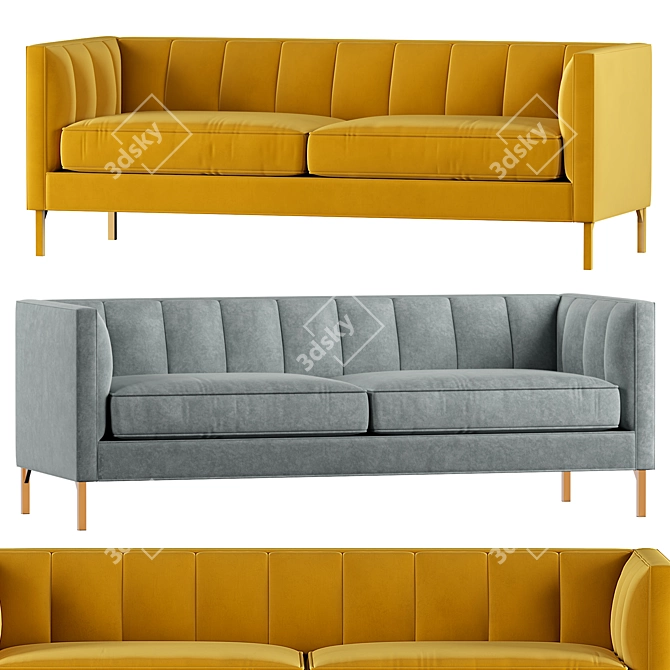 Vienna Sofa: Luxurious Comfort in Yellow & Grey 3D model image 1
