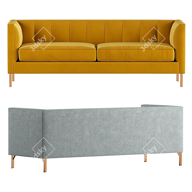 Vienna Sofa: Luxurious Comfort in Yellow & Grey 3D model image 2