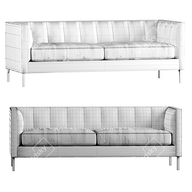 Vienna Sofa: Luxurious Comfort in Yellow & Grey 3D model image 3
