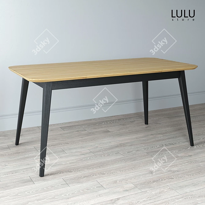 Premium Solid Oak Dining Table 3D model image 1