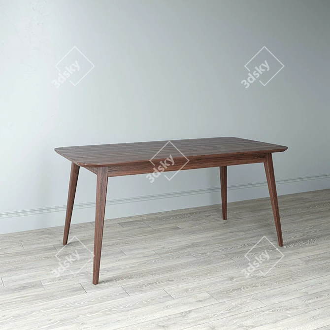 Premium Solid Oak Dining Table 3D model image 3