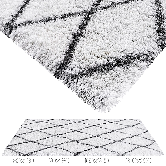 Luxury Quattro Bone Gray Rug 3D model image 1