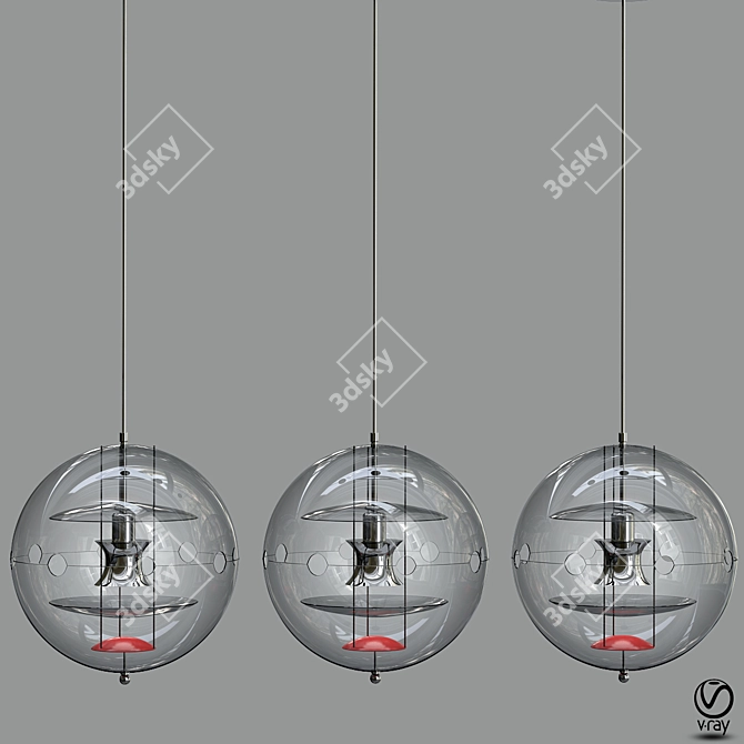 Sleek VP Globe Glass Pendant 3D model image 1