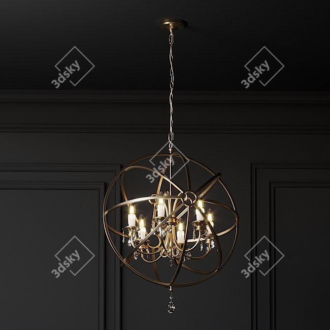 Elegant Crystal Orb Chandelier 3D model image 2