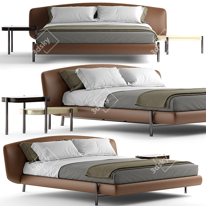 Elegant ERMIONE Bed 3D model image 1