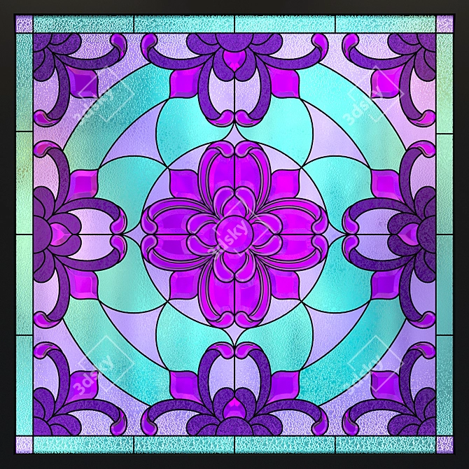 Vibrant Stained Glass Window 3D model image 2