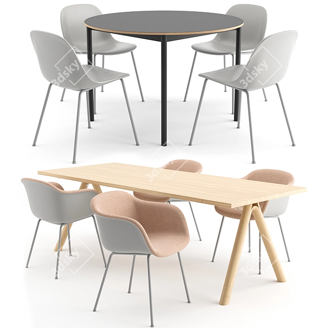 Modern Muuto Dining Set 3D model image 1