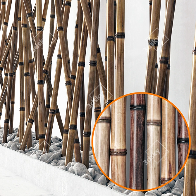 Bamboo Branch Pebble: Textured & Smooth 3D model image 2