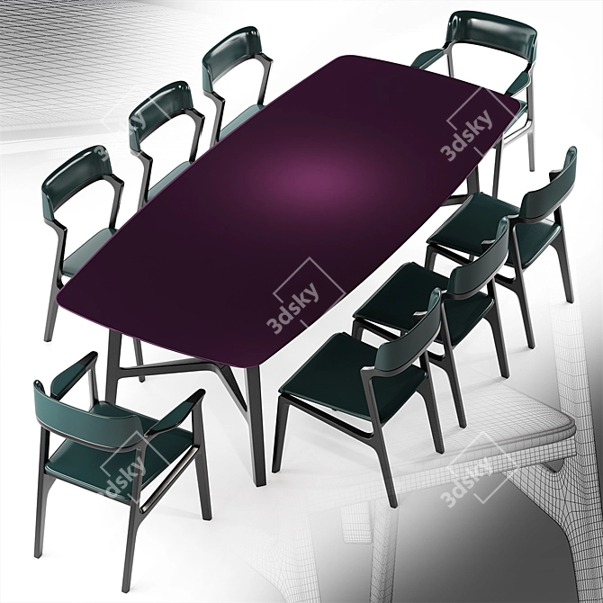 Elegant Giorgetti Alexa Table & Chairs 3D model image 3