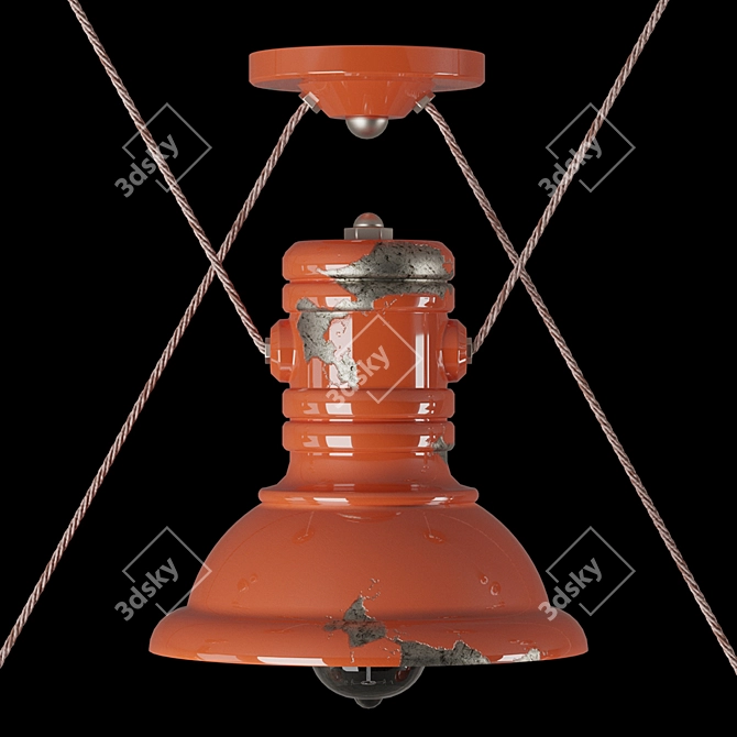 Vintage Industrial Pendant Light 3D model image 2