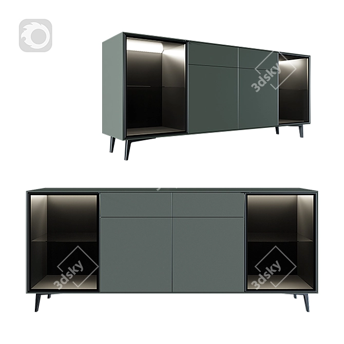 Modern Glass Door Sideboard 3D model image 1