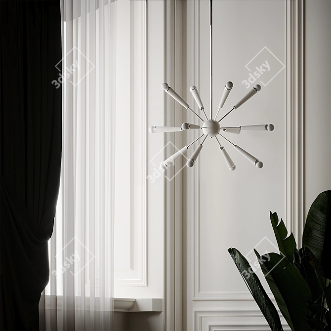 Celestial Glow: Crystorama 12-Light Zodiac Pendant 3D model image 2