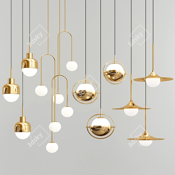 Exclusive Quartet Pendant Lights 3D model image 1