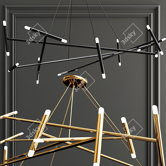 Modern Elegance: Le Pentagone Chandelier 3D model image 1